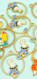 large alice in wonderland white rabbit fox hoop charm pendant pendants charms gold tone metal enamel uk cute kawaii crafts supplies foxes