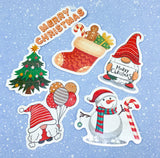 christmas laptop sticker stickers holo holographic laser lazer snowflake snowflakes glossy big large gift gifts uk cute kawaii santa snowman gingerbread house men reindeer bell car tree gnome pack packs set