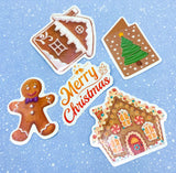 christmas laptop sticker stickers holo holographic laser lazer snowflake snowflakes glossy big large gift gifts uk cute kawaii santa snowman gingerbread house men reindeer bell car tree gnome pack packs set