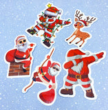 christmas laptop sticker stickers holo holographic laser lazer snowflake snowflakes glossy big large gift gifts uk cute kawaii santa snowman gingerbread house men reindeer bell car tree gnome pack packs set