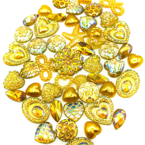 gold golden bundle of acrylic fb flat back embellishments bundles craft supplies uk kawaii acrylic flat backs fbs