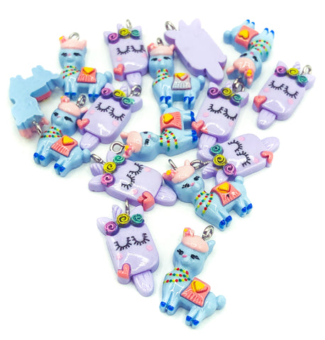 lilac unicorn lolly charm cute llama alpaca blue charm kawaii charms resin uk craft supplies