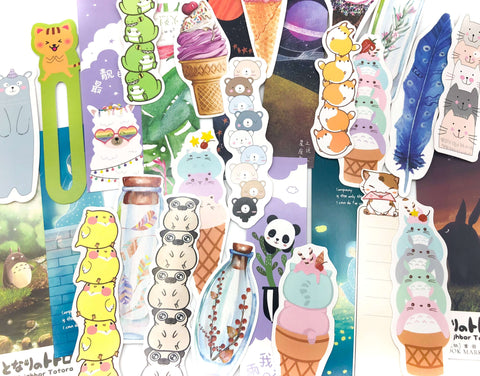 kawaii bookmark bundle of 5 bookmarks cute cardboard card uk stationery