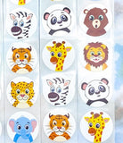 75% off! Kids Animals Round Stickers 25mm-Mixed Set 10/20