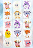 75% off! Kids Animals Round Stickers 25mm-Mixed Set 10/20