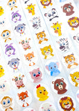75% off! Kids Animals Round Stickers 25mm-Mixed Set 10/20