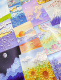 oil painting style postcard postcards card cards cute kawaii art stationery individual set floral flower flowers mountain sea ocean paintings texture pretty blossom sky clouds