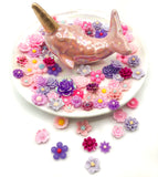 pink and lilac purple resin coloured flower flat back fbs fb bundle