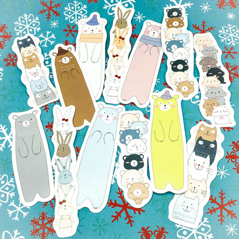 cute winter animal animals card bookmark bookmarks hamster cat cats bear polar bears bunny rabbit uk kawaii stationery