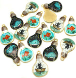 kawaii gold tone lightbulb charm charms metal enamel light bulb cat boat goldfish whale uk cute kawaii craft supplies