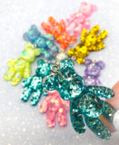 large chunky big glitter bear bears pendant pendants charm charms uk cute kawaii resin craft supplies gold silver turquoise pink lilac blue