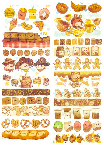 washi paper strips sheets cute kawaii designs colour themed uk stationery pink purple grey monochrome brown green