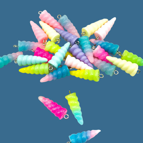 unicorn horn resin 29mm charm unicorns horns charms glitter