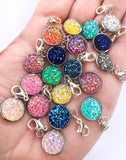 silver tone metal bezel planner charm charms sparkly gemstone iridescent round gem uk planner gift gifts stich marker markers clips druzy quartz