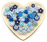 blue colour themed resin flower fb flat back bundle flowers