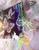 laser holo holographic clear plastic silver glitter stickers butterfly butterflies uk cute kawaii stationery planner addict rainbow colours shiny pack 45