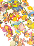 Springtime RETRO DUCKS Pack of 40/20 Clear Plastic PET Stickers