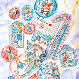 large alice in wonderland ephemera stickers sticker adhesive big scrapbooking stationery cute kawaii uk pack rabbit mad hatter tea party ticket tickets corner corners im late I'm queen of hearts pink blue turquoise pack 20