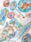 large alice in wonderland ephemera stickers sticker adhesive big scrapbooking stationery cute kawaii uk pack rabbit mad hatter tea party ticket tickets corner corners im late I'm queen of hearts pink blue turquoise