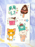 kawaii cat temporary tattoo tattoos cats cute uk gift gifts kids pretty kitty kittens cartoon funny ice cream sweets bright sheet pack party fillers space planet magic