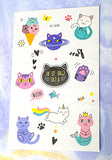 kawaii cat temporary tattoo tattoos cats cute uk gift gifts kids pretty kitty kittens cartoon funny ice cream sweets bright sheet pack party fillers space planet magic