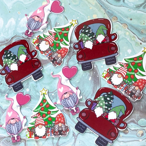 gnome gnomes gonk gonks festive christmas car cars red pink balloon winter red green cute kawaii flatback flat back fb fbs planar planars craft supplies uk