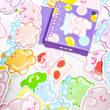 gummy bear bears cat cats mini sticker flake flakes stickers box of 46 die cutes glossy cute kawaii pastel colours uk stationery pack pink lilac lime yellow blue