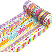 10mm washi tape tapes bright rainbow sentiment unicorn cloud rainbows handmade with love heart uk cute kawaii stationery