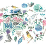 floral flowers birds bird matte translucent sticker flakes pack of 40 die cut uk stickers cute stationery leaves leaf washi planner supplies shop store addict kawaii