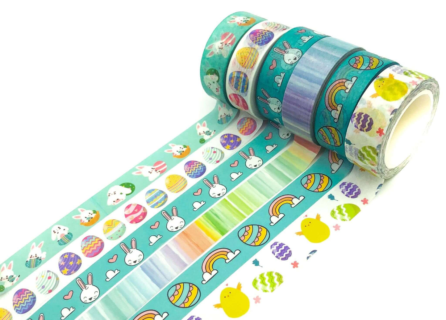 easter spring washi tape uk cute kawaii stationery eggs bunny bunnies turquoise rainbow chick stripe