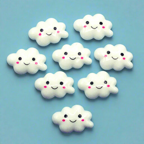 happy smiling cloud clouds resin fb flatback flat back backs uk cute kawaii embellishment craft supplies