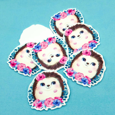 cute pink floral hedgehog acrylic fb flatback planar resin embellishment hedgehogs kawaii craft supplies uk fbs flat back