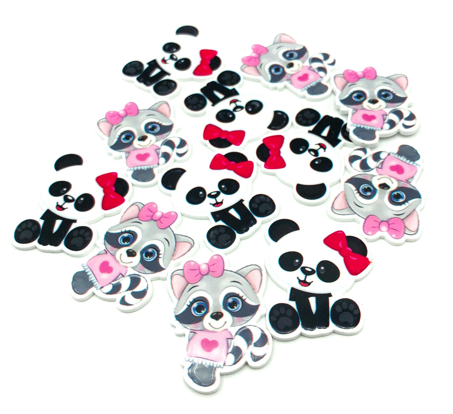kawaii panda or raccoon cute planar acrylic fb flat back flatbacks embellishment pandas raccoons pink uk craft supplies