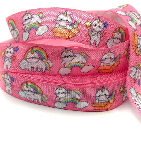 cat unicorn unicat caticorn pink elastic foe ribbon cute kawaii craft supplies 15mm elastics ribbons