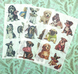 translucent washi paper stickers puppy dog dogs cute kawaii stationery uk pack of 3 large sheets planner vintage puppies
