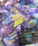 journey to the stars galaxy sticker flakes sticker pack of 60 large foil gold foiled journalling quotes quote sky space uk cute kawaii stationery