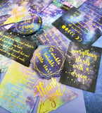 galaxy 60 large sticker flakes gold foiled cosmos constellations quotes blue purple stars outer space pack sticker uk cute kawaii stationery