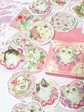 spring sticker flake flakes cat cats pretty flower floral flowers bunny rabbit rabbits bunnies mini box of 46 stickers cute kawaii stationery pink uk