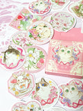 Half Price! Spring FLOWERS, CATS & BUNNIES Sticker Flakes Mini Box of 46/Half pack of 23