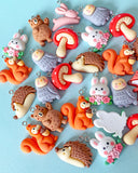 cute kawaii resin charm charms woodland fox foxes bunny rabbit rabbits mushroom mushrooms hedgehogs squirrel squirrels owl owls uk craft supplies polymer clay 3d bear