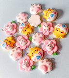 spring cute kawaii resin silver tone hook charm charms yellow pink white rabbit rabbits flower flowers floral chick egg yellow white paw print uk craft supplies