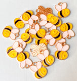 cute kawaii bee bees charm charms enamel enamelled gold tone metal small 14mm uk craft supplies jewellery making yellow bumblebee honey