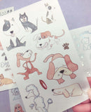 translucent washi paper dog dogs puppy puppies cute stickers sheets pack flat foil silver holo laser uk kawaii stationery set 4 sheet bones bone paw paws