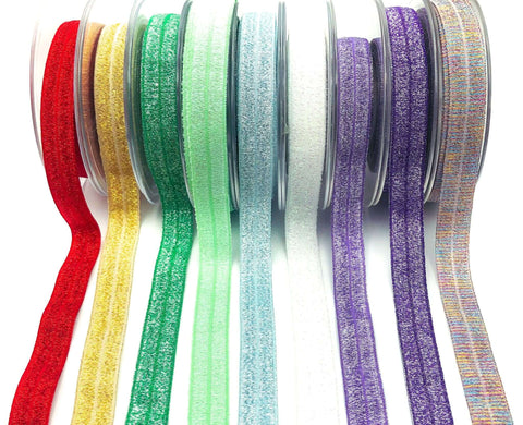 glitter elastic ribbon foe ribbons stretch fold over elastics glittery uk craft supplies