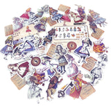 alice in wonderland vintage style retro traditional illustration sticker stickers flake flakes pack uk cute kawaii stationery pack 40 large die cut