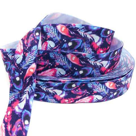 peacock feather feathers pink blue elastic ribbon uk foe ribbons