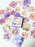 mini sticker flake box stickers flakes spring rabbit rabbits bunny bunnies bear bears cute kawaii lamb lambs floral flowers flower 46 uk kawaii stationery baby animals butterfly butterflies lilac purple blue