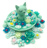 teal turquoise and mint coloured resin flower fb flat back bundle flowers