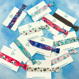 hair ties elastic bow bows elastics girls girl cute kawaii accessory gift uk handmade pretty present single pack handmade hand made cute galaxy peacock shells panda unicorn ladybird floral bee bees