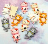 cute kawaii cat resin charm charms cats uk craft supplies white grey tabby ginger tortoiseshell kitty